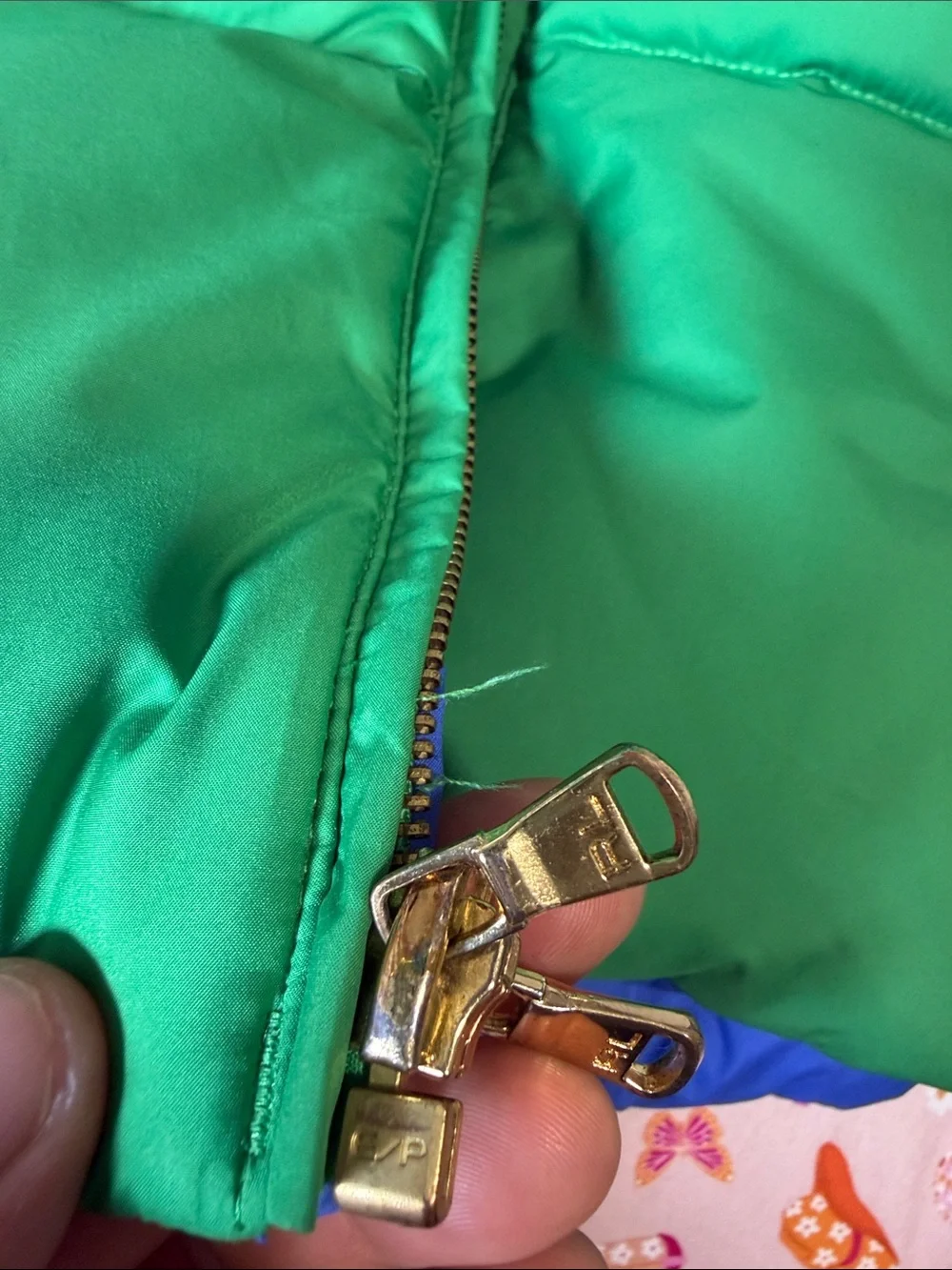 Ralph Lauren Green Quilted Puffer Vest with Pink Pony